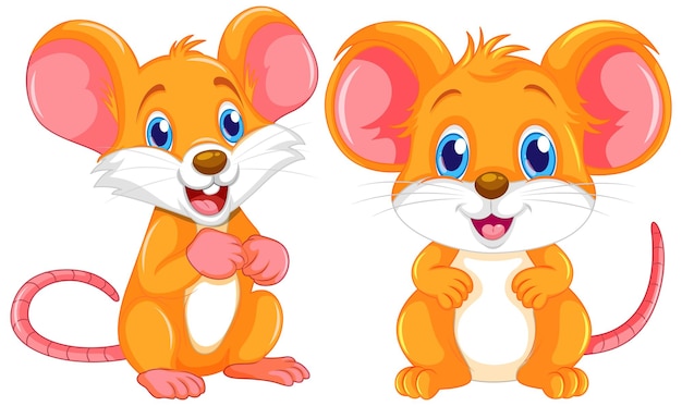 Gratis vector set van muis en rat cartoon