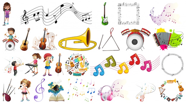 Gratis vector set van muziekinstrumenten