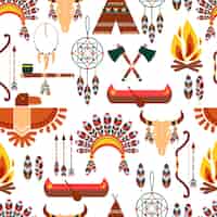 Gratis vector set van naadloze patroon amerikaanse tribale inheemse symbolen gebruikt in verschillende grafische ontwerpen