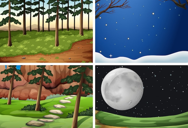 Gratis vector set van natuur achtergrond