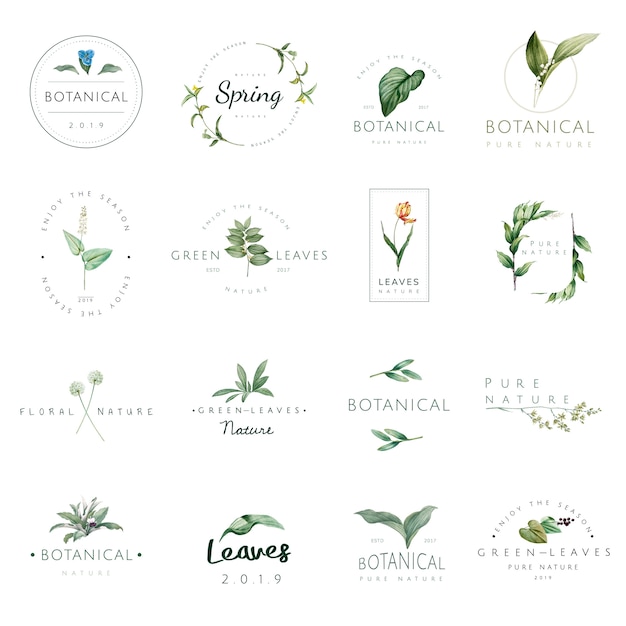 Gratis vector set van natuur- en plantenlogo