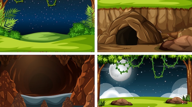 Gratis vector set van natuur landschap-achtergrond