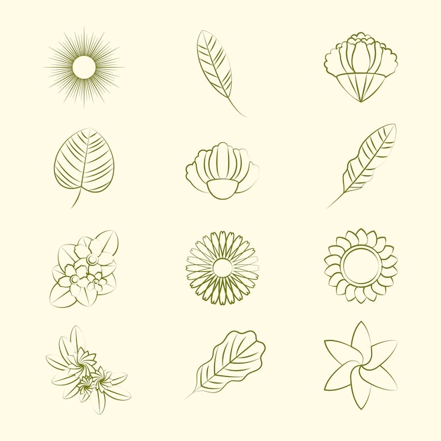 Gratis vector set van natuur sieraad pictogrammen