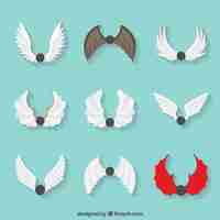 Gratis vector set van negen vleugels met verschillende soorten ontwerpen