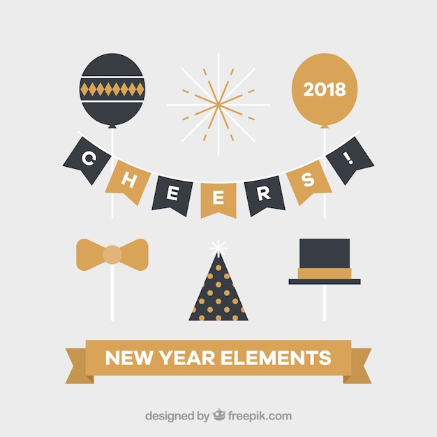 Gratis vector set van nieuwe jaarfeest elementen