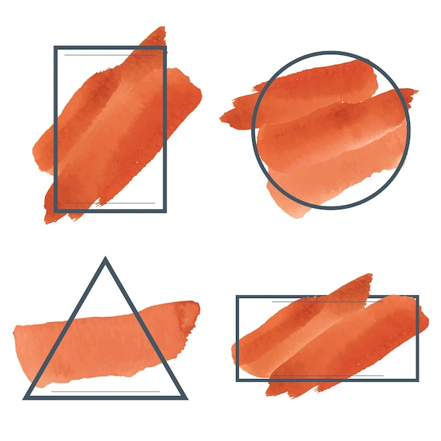 Set van oranje aquarel banner ontwerp vector