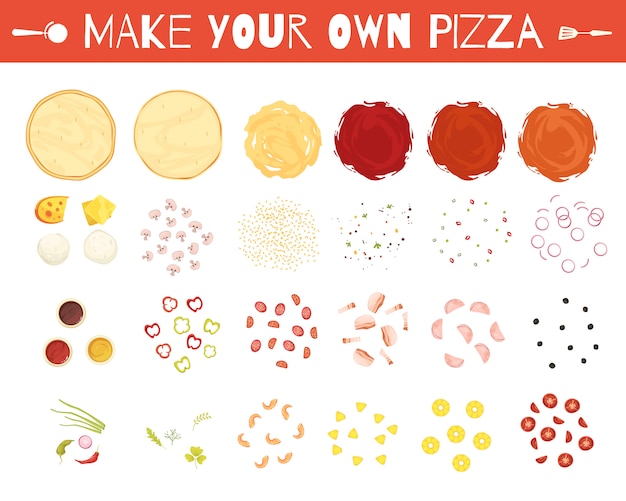 Set van pizza-elementen