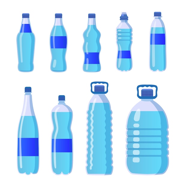 Set van plastic drinkwaterflessen