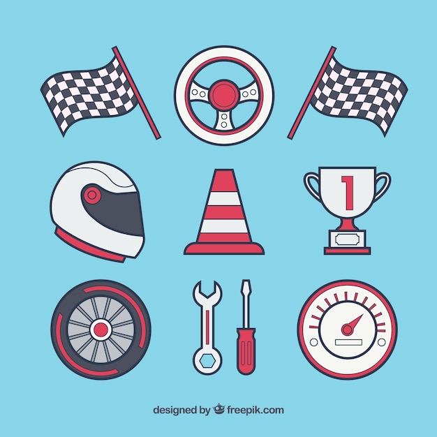 Gratis vector set van platte formule 1-elementen