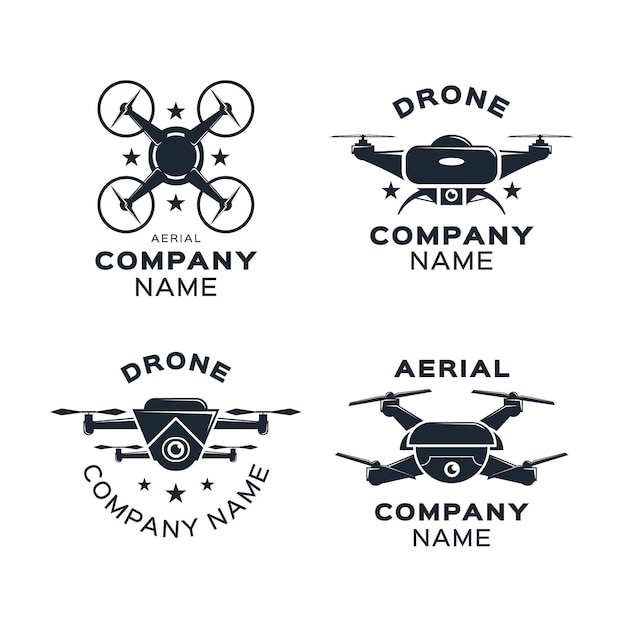 Set van platte ontwerp drone-logo