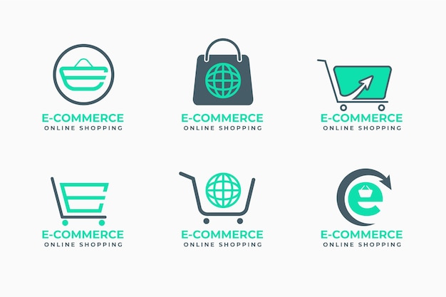 Set van platte ontwerp e-commerce logo's