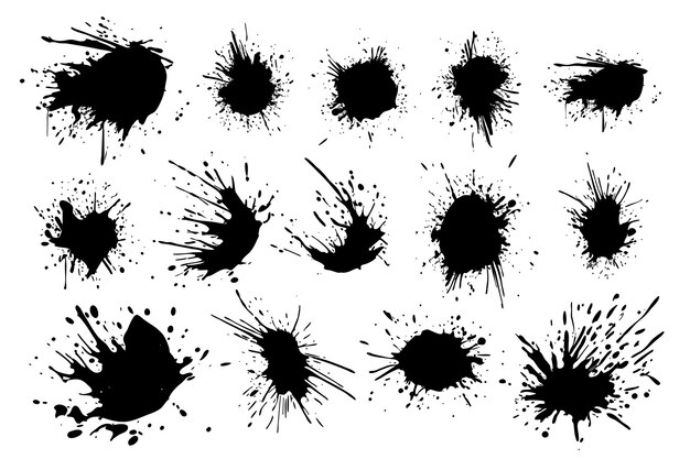 set van platte ontwerp inkt splash-element