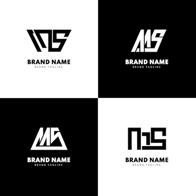 Set van platte ontwerp ms-logo sjablonen