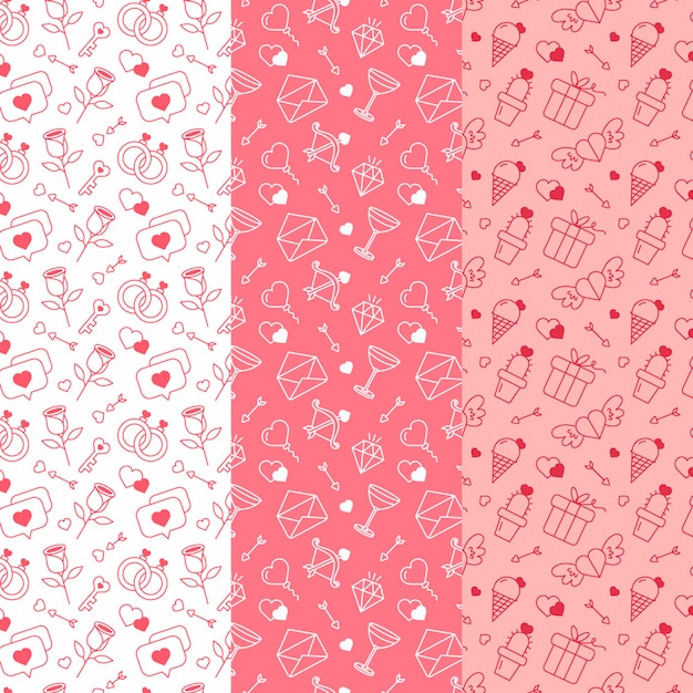 Set van platte ontwerp valentijnsdag patroon