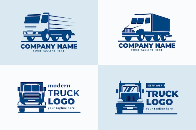 Set van platte ontwerp vrachtwagen logo's