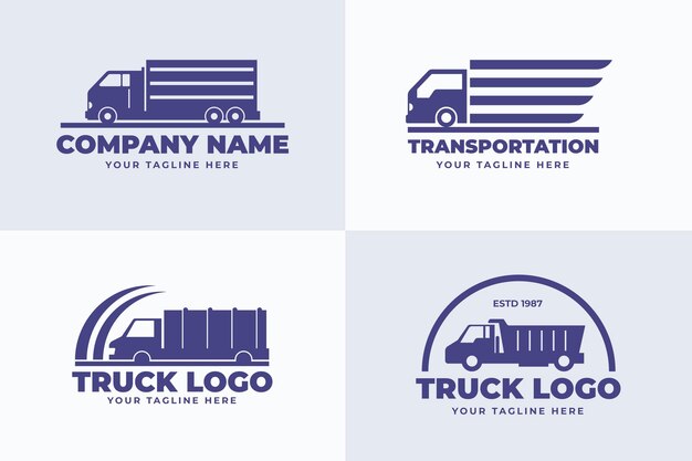 Set van platte ontwerp vrachtwagen logo's