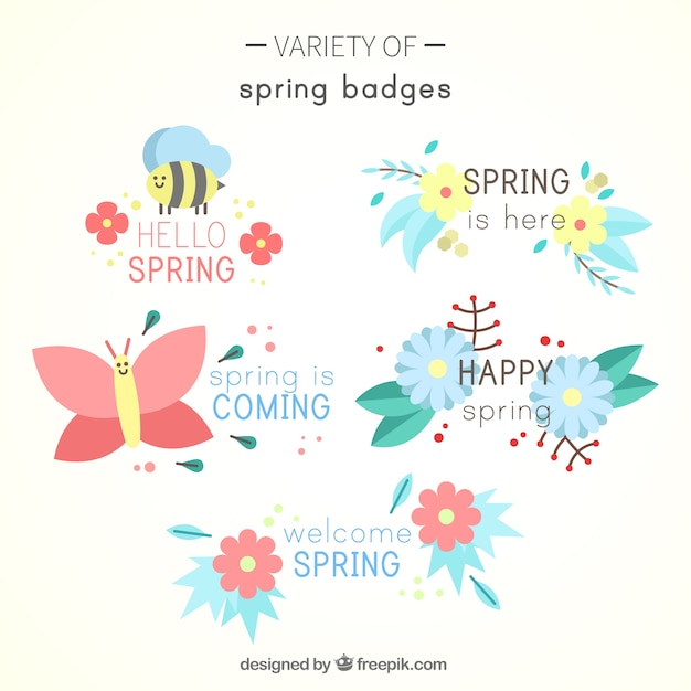 Gratis vector set van prachtige lente badges