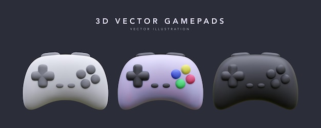 Gratis vector set van realistische gamepad geïsoleerd op dark