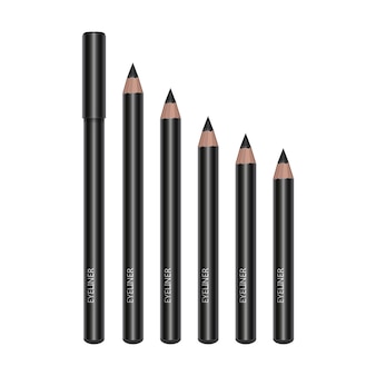 Set van realistische potlood eyeliner icoon Premium Vector