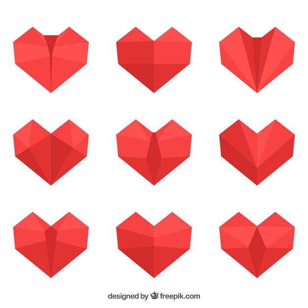 Set van rode harten in plat design