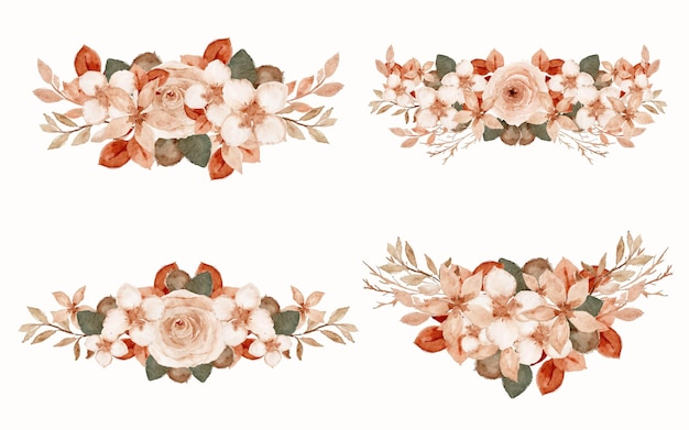 Set van rustieke bloemen aquarel arrangement