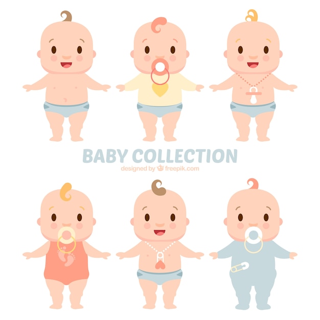 Set van schattige baby's met fopspenen