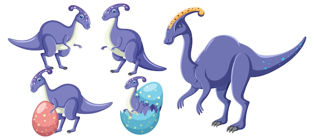 Set van schattige dinosaurus stripfiguren