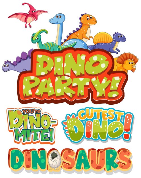 Set van schattige dinosaurus stripfiguren
