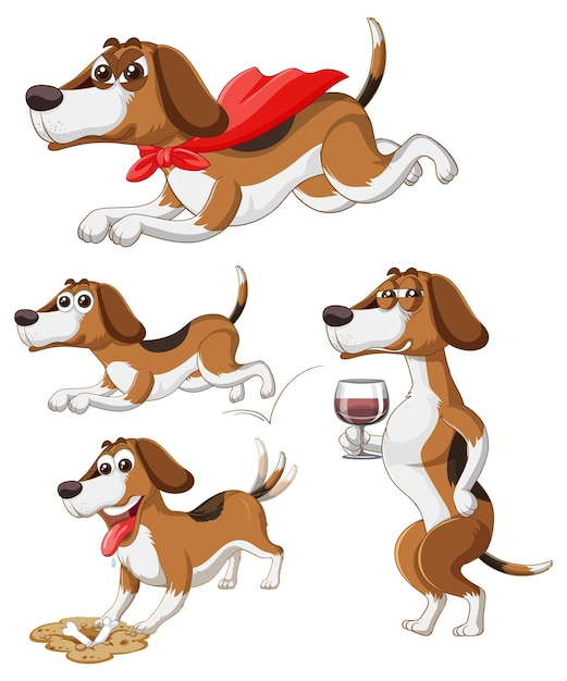 Gratis vector set van schattige hond cartoon