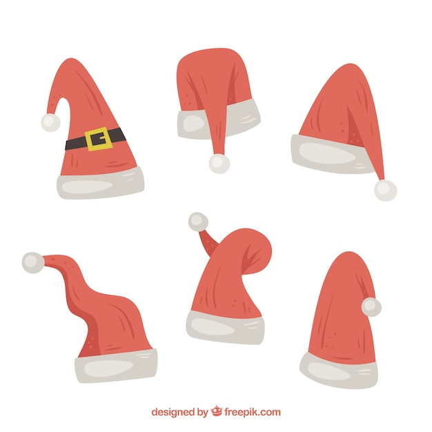 Gratis vector set van schattige kerstmutsen