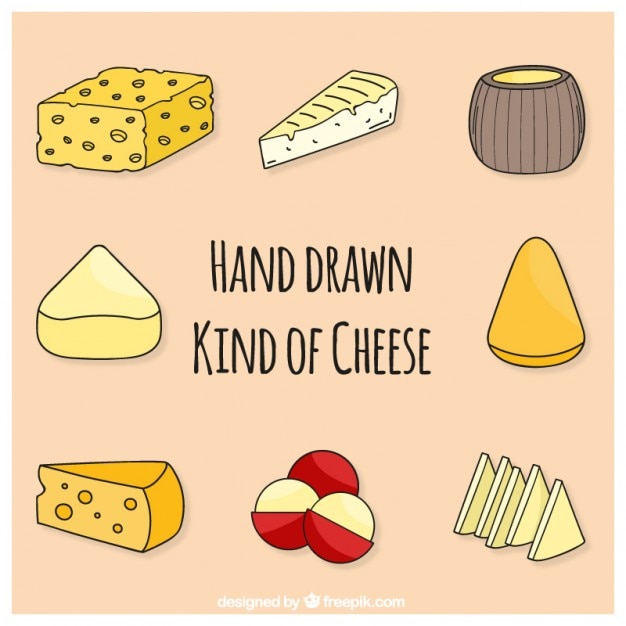 Gratis Vector set van schetsen smakelijke kaas