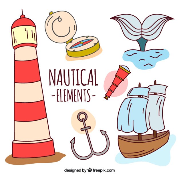 Gratis Vector set van schetsen zeilen elementen en houselight