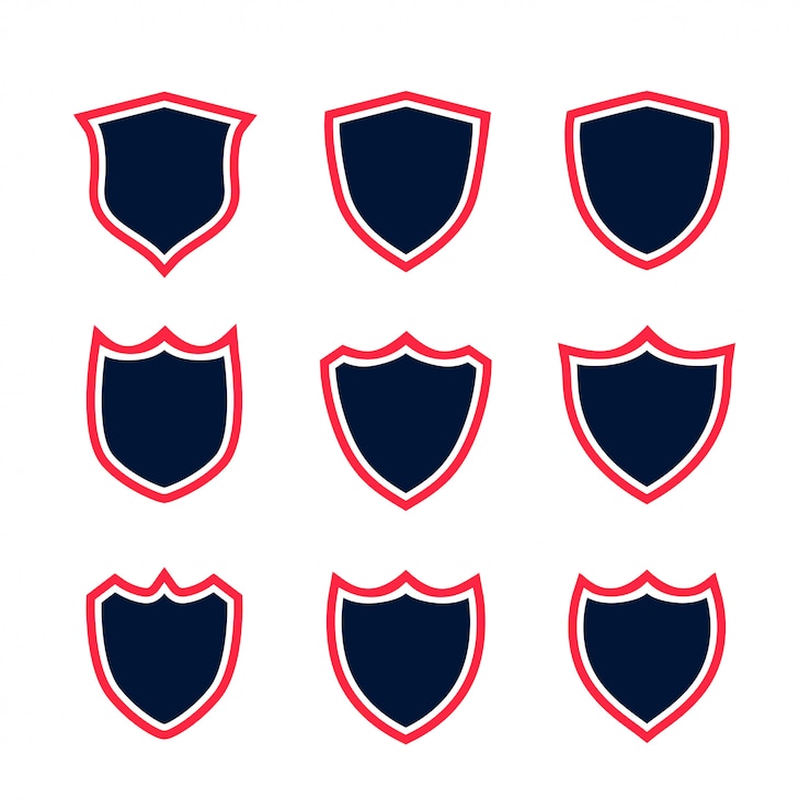 Gratis Vector set van schild pictogrammen met rode contour