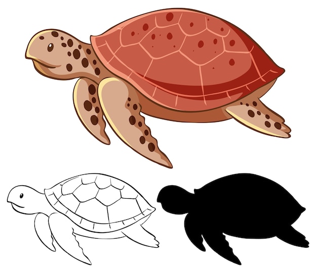 Gratis vector set van schildpad cartoon