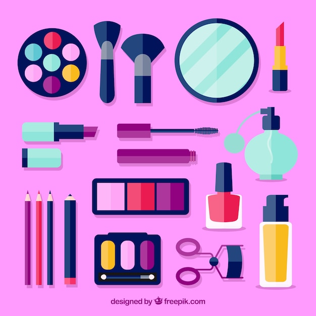 Gratis vector set van schoonheid accessoires