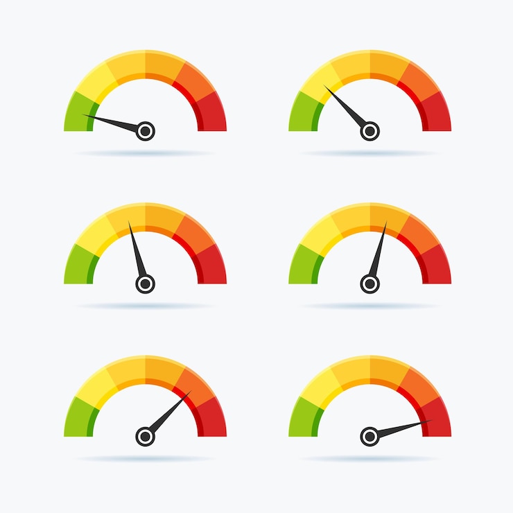 Gratis Vector set van snelheidsmeter. geïsoleerd