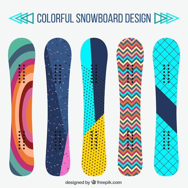 Set van snowboards in modern design