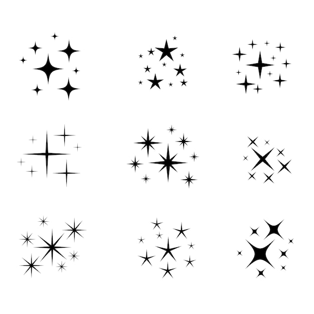 Gratis vector set van sprankelende ster icon element ontwerp