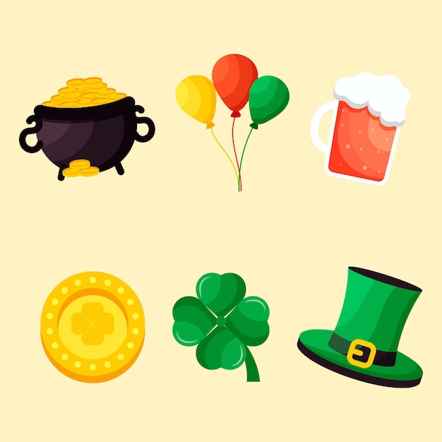 Set van st. patrick's day platte ontwerpelementen