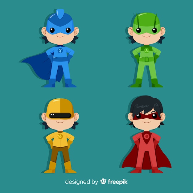 Gratis vector set van superheld kinderen