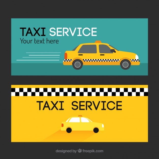 Gratis vector set van twee banners met taxi