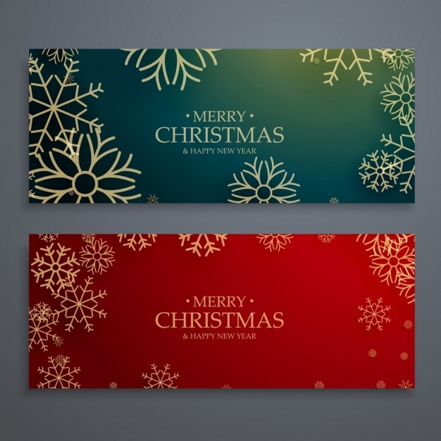 Set van twee vrolijke kerst banners template in rode en groene kleuren