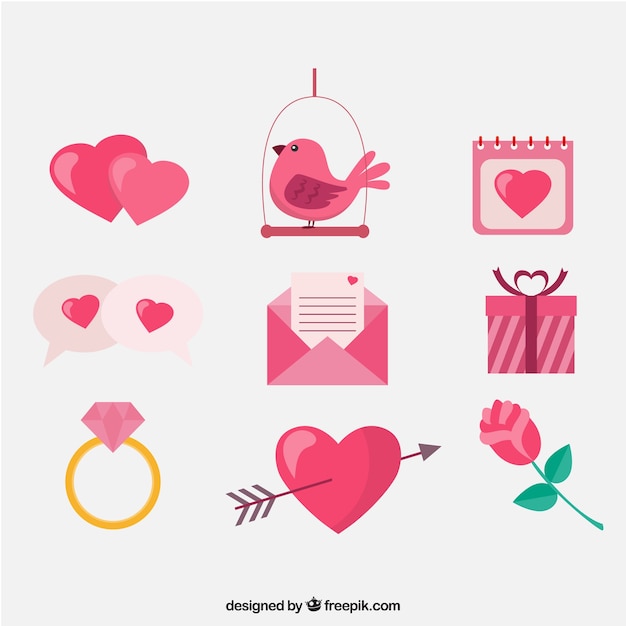 Gratis vector set van valentijn elementen