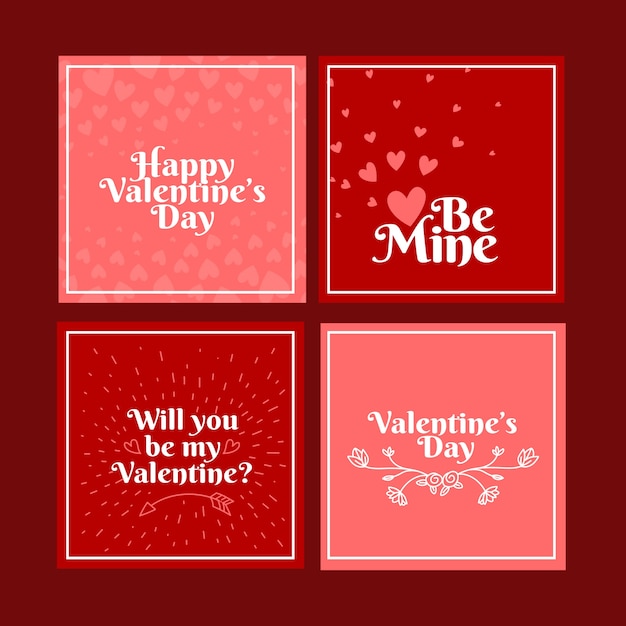 Gratis vector set van valentijnsdag verkoop instagram post