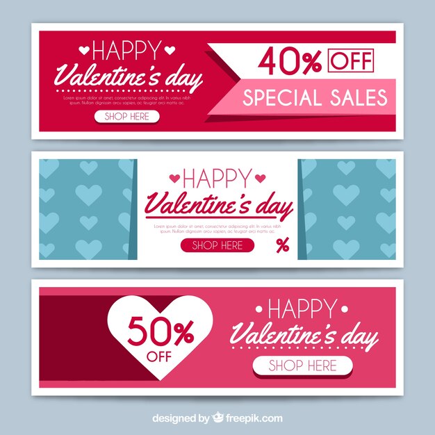 Set van valentine verkoop banners