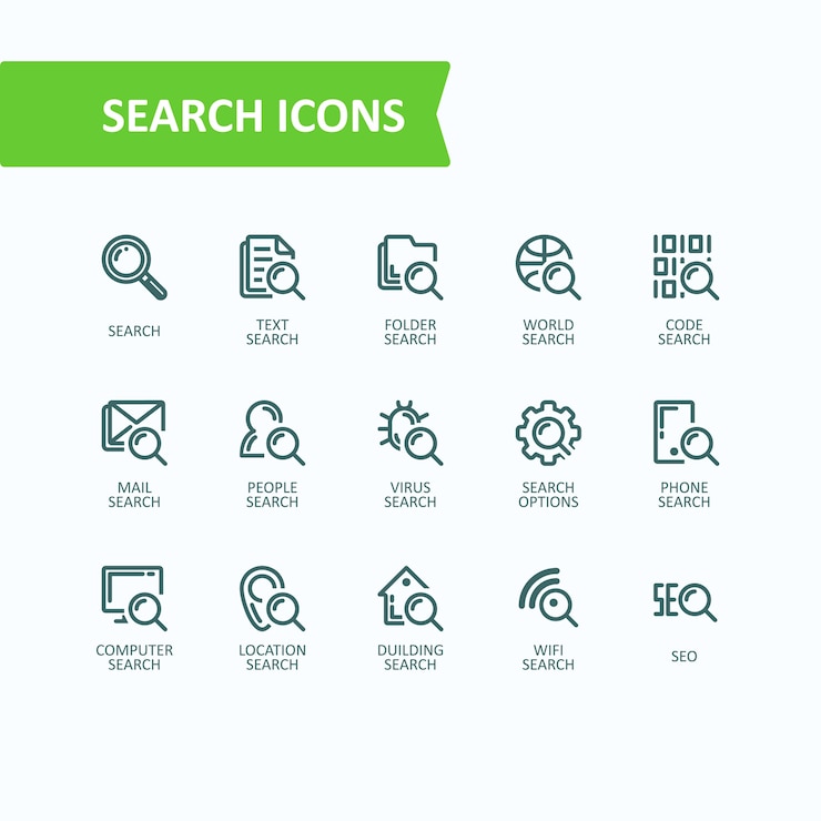 Gratis Vector set van vector illustraties fijne lijn pictogrammen van analyse, zoeken naar informatie. 32x32 pixel perfect