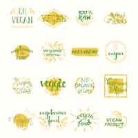 Gratis vector set van veganistische retro elementen labels stickers tags badges