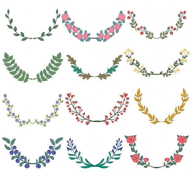 Set van verdelers in de natuur ontwerp Kleurrijke bloemen takken Vector illustratie
