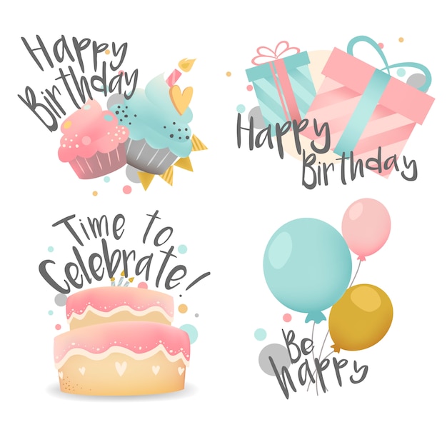 Gratis vector set van verjaardagswensen ontwerp vector