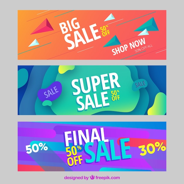 Gratis vector set van verkoop banners